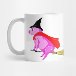 Pig on broomstick Mug